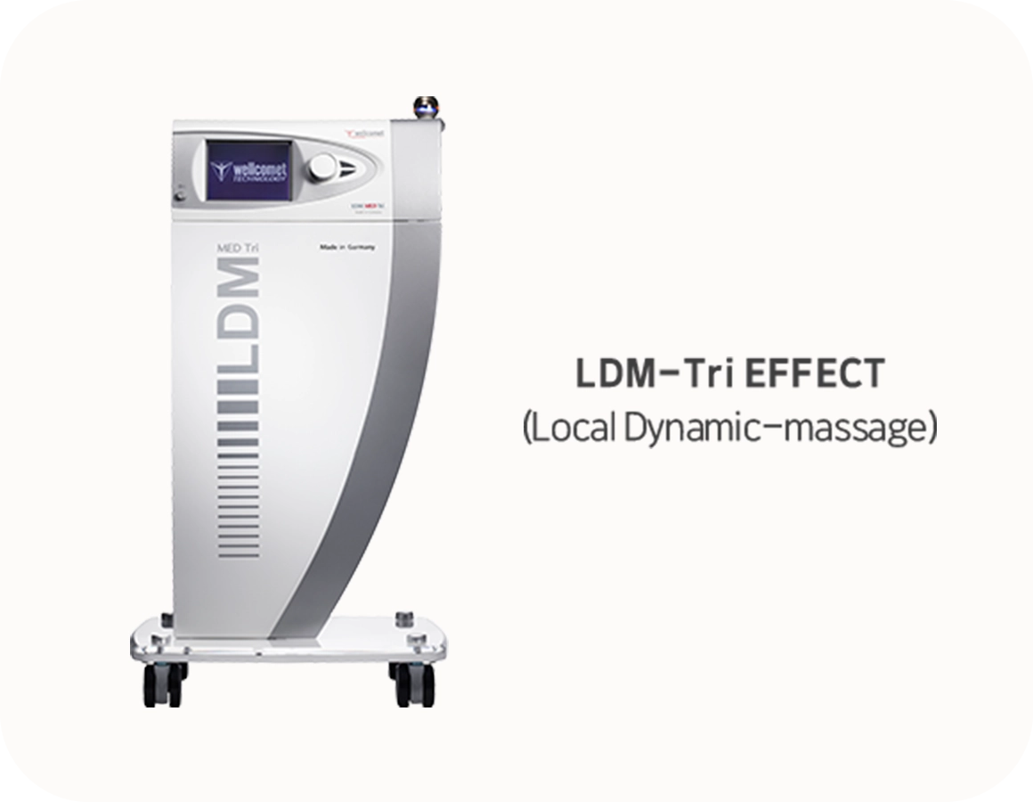 LDM-Tri EFFECT аппарат нь арьсны уян хатан чанарыг сайжруулж, нүүрний лифтинг хийхэд тусалдаг тусгай массажны аппарат юм.